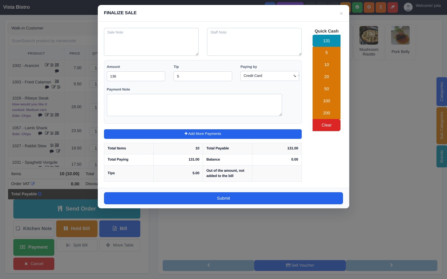 FuturePOS card payment with a tip
