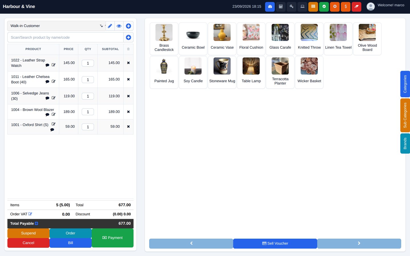 FuturePOS retail POS with a product grid