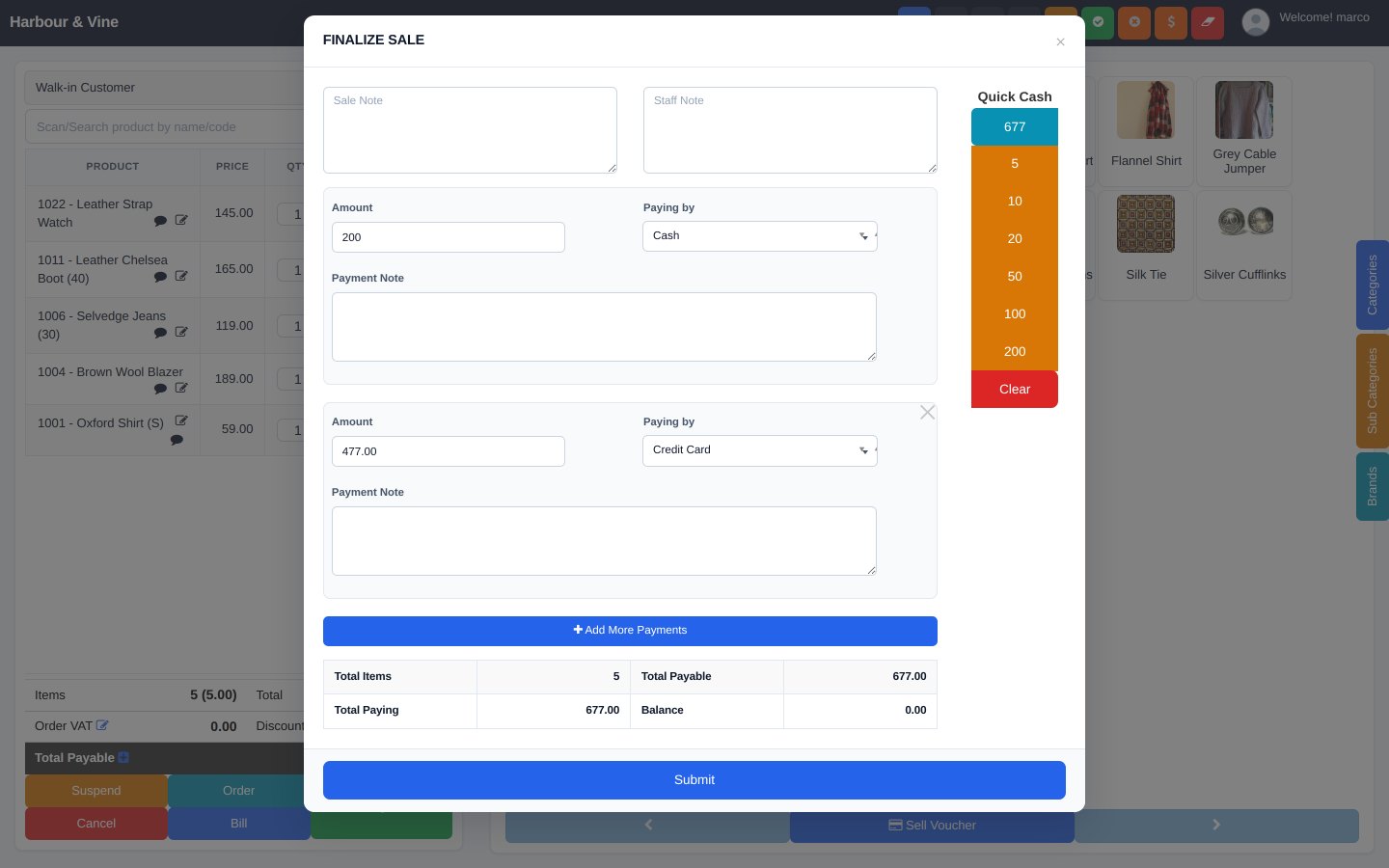 FuturePOS payment screen showing payment methods and amount due