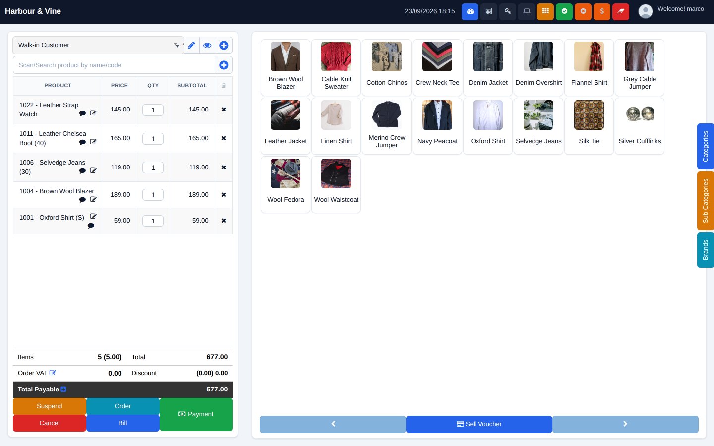 FuturePOS retail point of sale screen with products in a sale