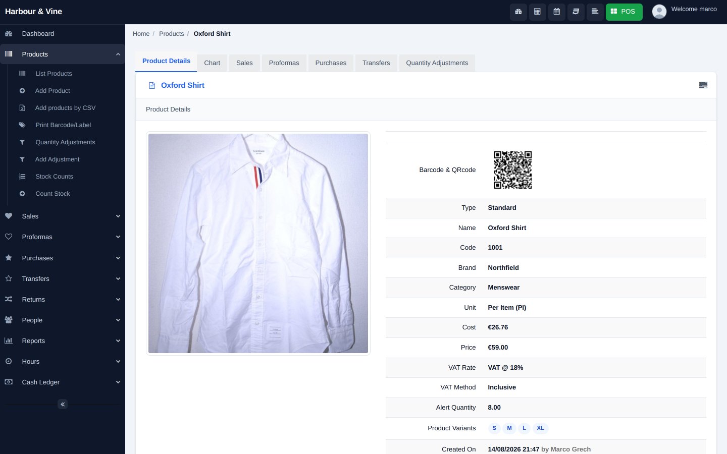 FuturePOS product page with size variants
